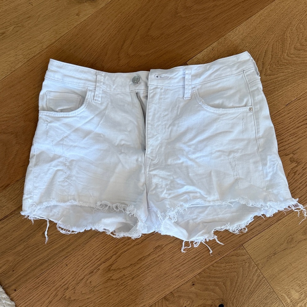 Mavi White Frayed Hem Women Shorts